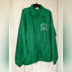 VINTAGE GREEN WINDBREAKER FALL COLLEGE FOOTBALL RAIN EMO INDIE DADCORE